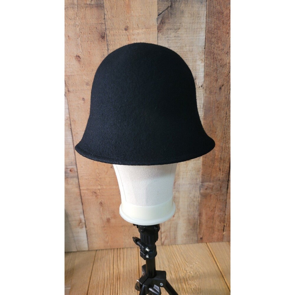VTG Unbranded Black Wool Felt Blend Bucket Hat One Size Crushable